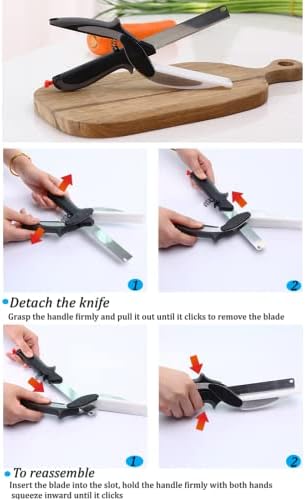 Ножици за храна во кујната, кујнски ножици во изградена табла за брзо и лесно сечење во кујната како ножици за храна, овошје