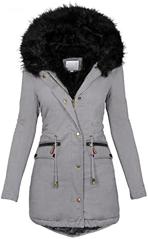 Зимска зимска јакна со аспиратор, јакни за жени, женски зимски палта Топла густа јакна голема крзно јака поштеда на качулка,