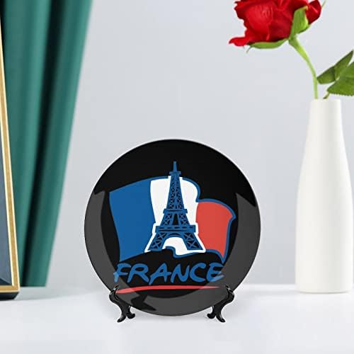 Франција Ајфеловата Кула Знаме Керамичка Коска Кина Декоративни Плочи Со Штанд Виси Орнаменти Вечера Плочи