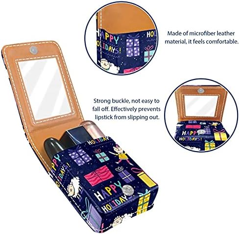Кутија За Кармин Со Огледало Среќни Празнични Елементи Кутија За Подароци Држач За Сјај За Усни Преносна Кутија За Складирање