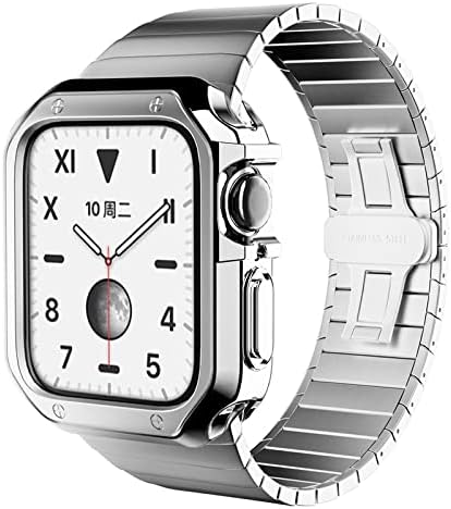 Кавју Нерѓосувачки Челик ремен+Силиконски Случај за Apple Watch Band 45 41 44 40 38mm 42mm Браник Рамка Покритие за iwatch серија