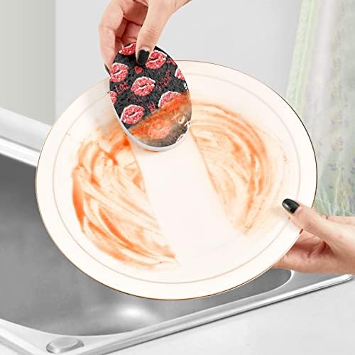 Алаза рака нацртана црвена усна срце природен сунѓер кујнски целулоза сунѓери за миење садови за миење бања и чистење на домаќинства,