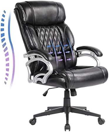 Чаир за внатрешни работи на ФИКМАКС, Ергономска високо -задната перница лумбална поддршка за грб, стол за компјутерски биро, голем и висок стол, прилагодлив извршен